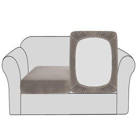 BellaHills Velvet Stretch Sofa Seat Cushion Covers Sofa Couch Cushion Covers Modular Cushion Covers Furniture Protector Sofa Seat Cover with Elastic Bottom(2 Pieces, Oatmeal)