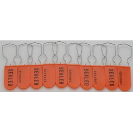 Plastic Padlock Security Seal with Large Shackle Metal Wire (Orange, 10 Pack)