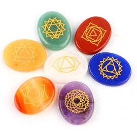 Juego de 7 Piezas de Cristal de Chakra Grabado para Curación Espiritual, Reiki y Meditación