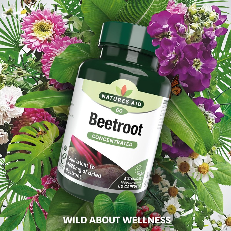 Natures Aid Beetroot Capsules, Equivalent to 4620 mg Dried Beetroot,