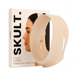 SKULT Faja moldeadora facial de colágeno para mentón y mandíbula (2 unidades), correa reutilizable para la barbilla para dormir, máscara moldeadora de mandíbula ajustable, faja facial transpirable y r