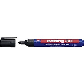 edding 30 brilliant paper marker - black - 1 waterproof permanent marker - round nib 1.5-3 mm - vibrant colours - lightfast marking on paper, card, cardboard, plastic, metal and glass