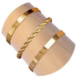 DIELIANHUA 3 Pieces Women's Gold, Pearl Bracelet Gold, Bracelets Women's Gold Set, 18 K Gold-Plated Women's Bracelet, Stackable Jewellery in Bohemian Style that can be Worn with Any Outfit, Stainless