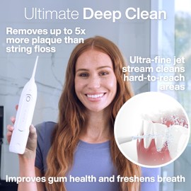 AquaSonic Icon Water Flosser – Cordless Rechargeable Water Flossers for Teeth & Braces – Waterproof Portable Dental Cleaning with Jet Tip – Braces Home Travel - Pearl