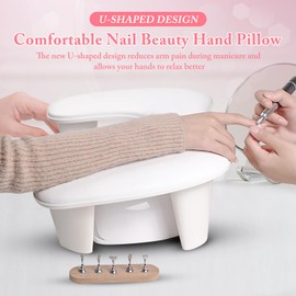 Arm Rest for Nails Tech, U-shaped Manicure Nail Arm Rest, Portable Detachable Nail Cushion Hand Rest, PU Leather Hand Stand Rest for Nail Tech Manicure Salon Use
