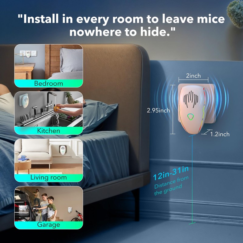 2025 Upgraded Ultrasonic Pest Repeller 6 Pack Set, Multi-Frequency Ultrasonic