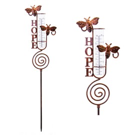 Voumsil Rain Gauge Outdoor, Bees Rain Gauge with Thermometer for Measuring Precipitation, Garden Decoration.