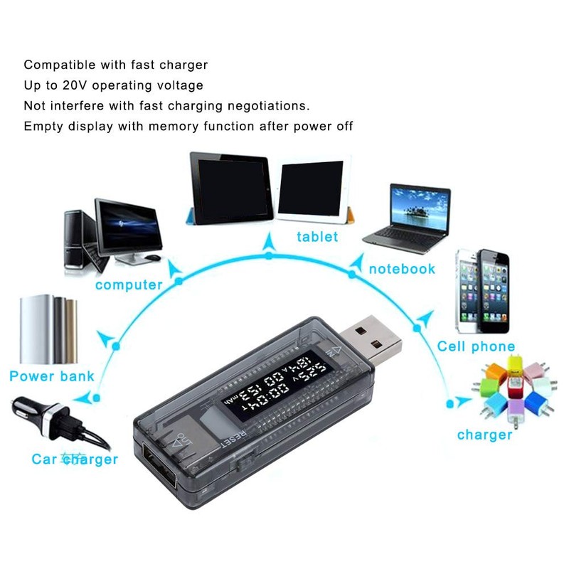 USB Voltmeter Ammeter Power Tester KWS-V21 USB Tester Power Capacity