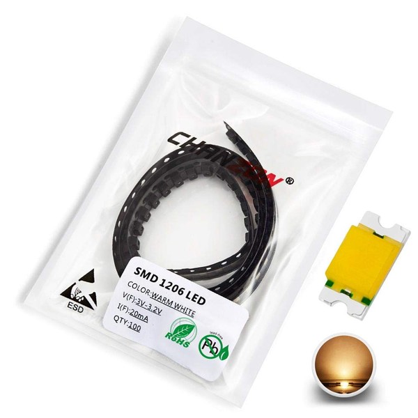 CHANZON 100 pcs SMD 1206 (3.2mm x 1.6mm) Warm White