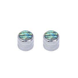 DIAO79NI 2Pcs Metal Guitar Knobs Volume Tone Control Knob Dome Tone Knobs for Electric Guitar Bass Replacement Parts, Chrome (Pattern D)