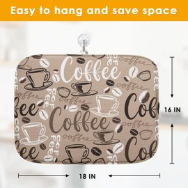 Sanwarm Absorbent Dish Drying Mat, First Coffee Cute Doodle Chalkboard Microfiber Pad for Kitchen Counter, Coffee Bar Decor, Heat Resistant and Reversible, 16" x 18"