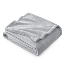 Bedsure Fleece Throw Blanket for Sofa - Soft Cosy Fluffy Blankets for Bed, Warm Single Throws for Audlts, Light Grey, 130x150 cm