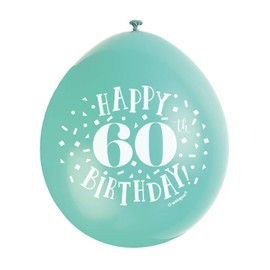 Happy 60th Birthday Assorted Colors Latex Balloons (22cm) Pack of 10 - Festive & Fun Party Decorations