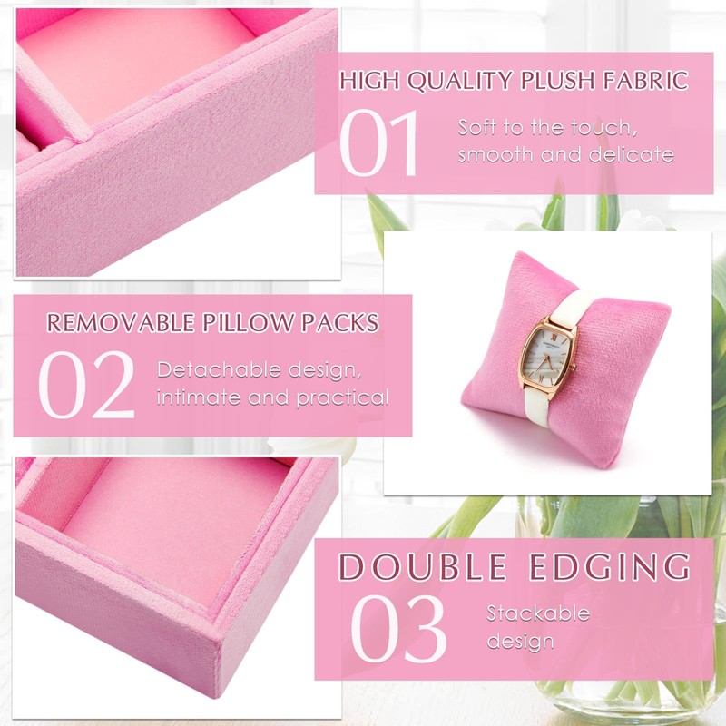 Henoyso 2 Pieces 12 Grid Velvet Watch Tray Jewelry Organizer