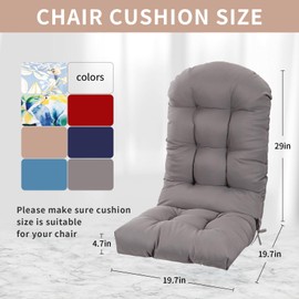 LYLNBYWK Adirondack Chair Cushion, High Back Patio Chair Cushions 48 x 19.7 x 4.7 Inch, Indoor/Outdoor Thickened Rocking Chair Cushion, Fade-Resistant & Waterproof (Grey, Set of 1)