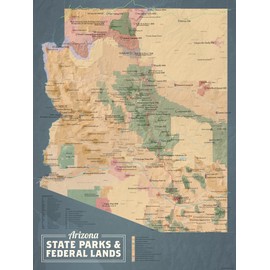 Arizona State Parks & Federal Lands 18x24 Poster (Camel & Slate Blue)