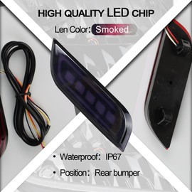 BINQIGOO Full LED Rear Bumper Reflector Lights For Subaru 2008-up Impreza/2008-2014 WRX,STI/2013-up XV Crosstrek Tail Brake Fog Lamps Daytime Running Light Turn Signal Accessories (Smoked)