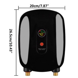 Mini Electric Tankless Water Heater, 3000W 110V Portable Tankless Water Heater On-Demand Instant Hot Water Heater Wall Mount Water Heater with Digital Display for Kitchen Home Bathroom (Black)