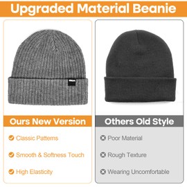 Wmcaps Unisex Winter Hat, Cozy Breathable Beanie for Men and Women Warm Soft Ribbed Beanie Cap Stylish Daily Wear Cuffed Plain Knit Hat, Gift for Thanksgiving Christmas, Black