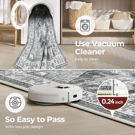 WITSHOCK Boho Area Rugs Machine Washable for Living Room Bedroom, Large 5x7 Vintage Non-Slip Stain Resistant Floor Carpet Indoor for Kitchen Dining Room Office Home Decor, Gray