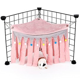 ONEJU Guinea Pig Hideout, Hideout for Guinea Pig, Guinea Pig Hideouts, Guinea Pig Cage Accessories for Guinea Pig, Bunny, Hamster, Chinchilla, Rabbit Without Metal Fences - Pink