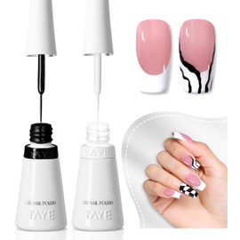TAYE Gel Nail Polish Liner Set 10g, 2 Color Black White Colors Nail Art Polish Gel Built Thin Brush Manicure Set, French Tip Swirl Draw Nail Soak Off UV Curing off Gifts For Salon DIY
