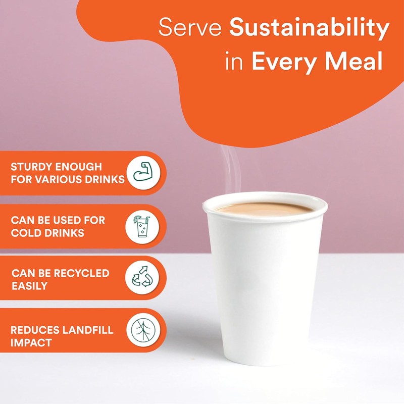 SUL Paper Cups, White Paper Coffee Cups, 200ml Disposable Party