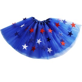 DMLBC Women USA Red White and Blue Star Tutu 4th of July Tutu for Adult Independence Day Costume (Blue Star, Medium)