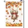Fall Pumpkin Swing Cat Garden Flag 12x18 Inch Double Sided