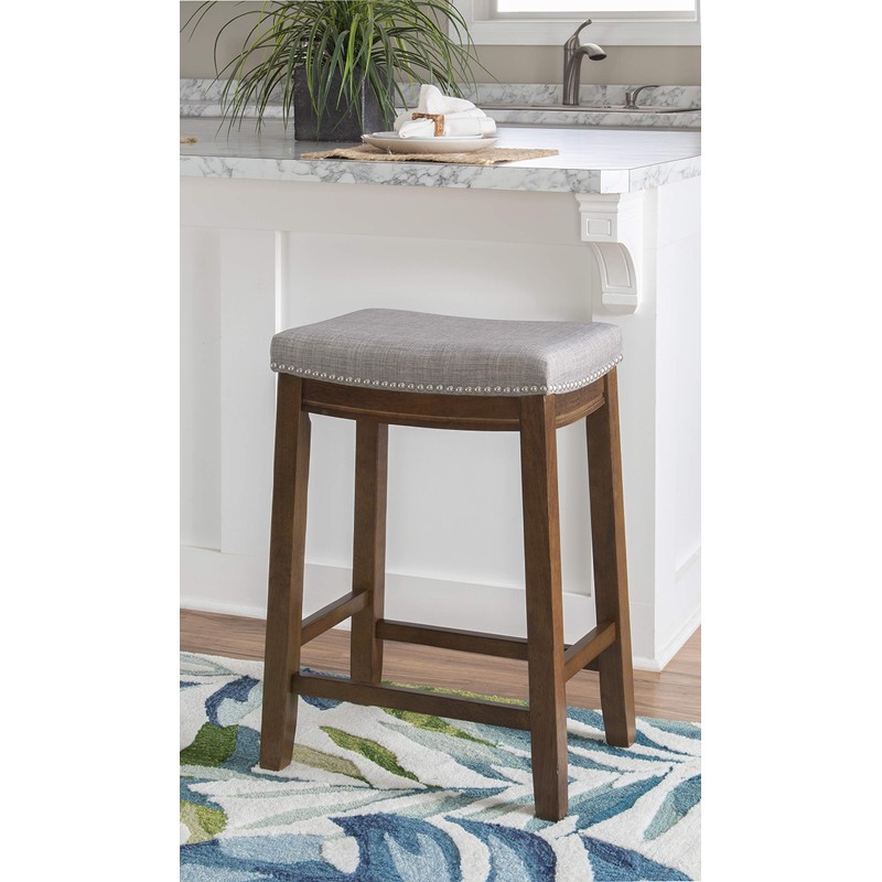 Linon Home Décor Kingston Rustic Backless Counter Stool,