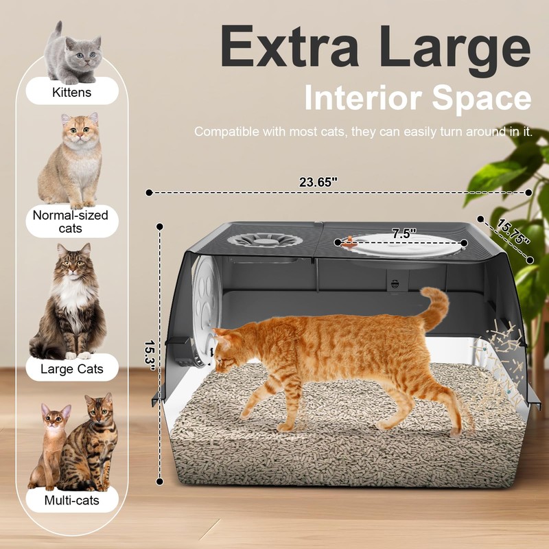 Stainless Steel Litter Box with Lid XL Extra Large Litter