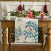 Artoid Mode Blue Snowman Christmas Table Runner, Seasonal Winter Kitchen