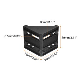 uxcell 4Pcs Inside Corner Bracket Gusset, 78x78x79mm 8080 Angle Connectors for 8080 Series Aluminum Extrusion Profile Black