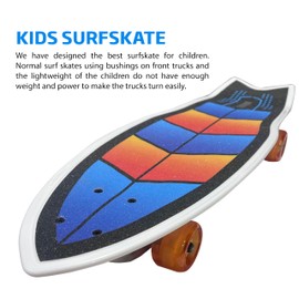 Surfskate Kids Skateboard Surf Skate Trucks for Kids Front Caster Wheel Rotates Easily for Children Great Pumping Power Heavy Duty Trucks in Rear Graphics on Grip Tape 31” Long X 9” Wide