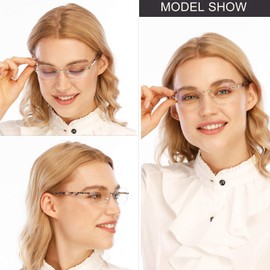 AQWANO Rimless Reading Glasses Women Fashion Designer Computer Blue Light Blocking UV400 Protect Classic Elegant Frameless Readers,1.0