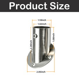 YiiSeeJo 2 PCS Stainless Steel Closet Rod Socket Brackets, 90 Degrees Angle Bevel Flange Seat, 5.7" Stable Wall Mount Support for Clothes Hanging Bars, Bathroom Towel Rods
