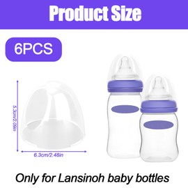 6pcs Baby Bottle Caps Compatible with Lansinoh Bottles, Soft & Safe Baby Bottle Tops Lids Replacement
