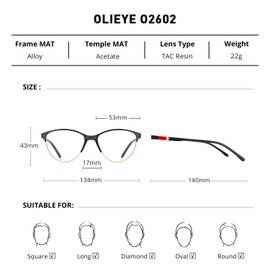 OLIEYE Acetate Reading Glasses for Women Retro Cat Eye Reader Computer Glasses with Spring Hinges Acetate Legs