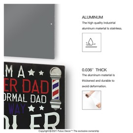 Putuo Decor Barbershop Sign, I Am a Barber Dad Like a Normal Dad But Way Cooler, Hair Stylist Gifts, 12x8 Inches Aluminum Metal Sign for Man Cave