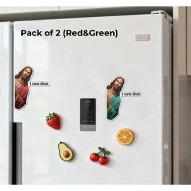 2 x Jesus I Saw That Magnet, Funny Christmas Magnet Gift, Refrigerator Magnet, Funny Jesus Religious Gift, Christian Humor Christmas Decor - 3.5 x 2.7 inch