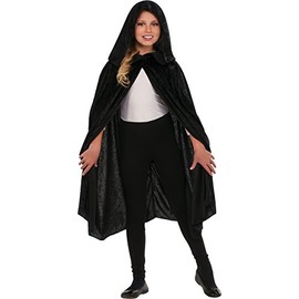 Rubie's 34259 Child's 36-Inch Crushed Velvet Hooded Cape, Black, One Size