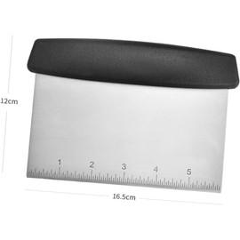 3 Pieces Dough Pastry Bench Cutter Scraper, Stainless Steel Pizza Cutter for Kitchen Baking, Dishwasher Safe, Anti-Wear Laser-Engraved Measuring Scale and Conversion Chart