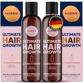 Moerie Mineral Conditioner - For Longer, Thicker, Fuller Hair - Vegan Hair Products - Paraben-Free Hair Products - All Hair Types - Stop Hair Loss - 2 x 250 ml