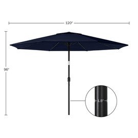 Pure Garden Patio Umbrella with Lights - 10 ft Outdoor Sun Shade Canopy with 32 Solar LEDs - UV 30+ Protection LED Umbrella (Navy Blue)