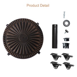 C-Hopetree 52 lb Heavy Duty Round Base Stand with Rolling Wheels for Outdoor Patio Market Table Umbrella, Bronze