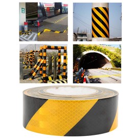 Cinta Reflectante Negra Amarilla De Alto Brillo, Película Reflectante Negra Y Amarilla De Enrejado, Cinta De Advertencia De Tráfico Vial, 50 Mm * 25 M, Cinta Transparente