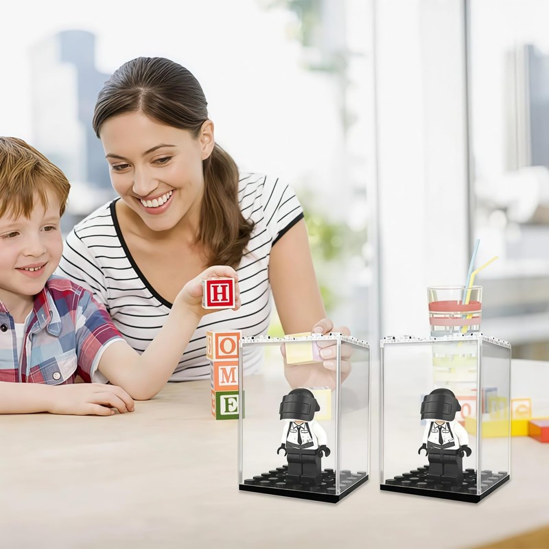 Pack of 12 Mini Figure Display Cabinets, Acrylic Display Case