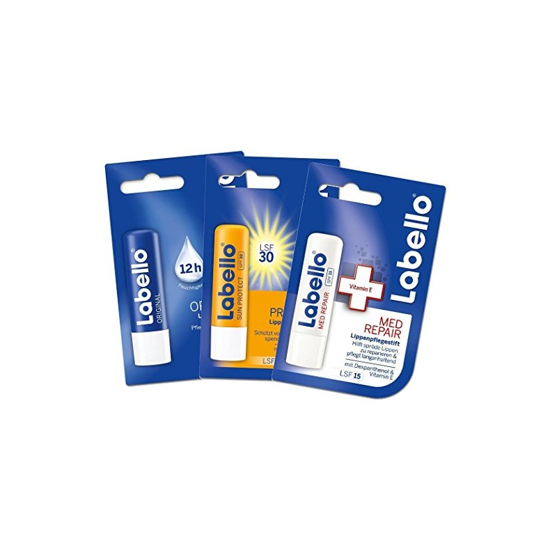 Labello Lib Balm (1 original, 1 reparación MED, 1 paquete