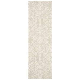 Safavieh Blossom Collection BLM112G Handmade Premium Wool Runner, 2'3" x 8' , Silver / Ivory