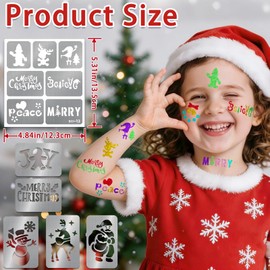 158Pcs Christmas Temporary Tattoo Stencils and 8 Body Markers for Kids